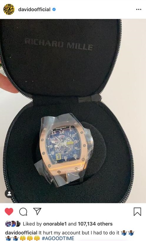 Davido buys Richard Mille watch