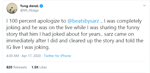 Sarz slams MI Abaga