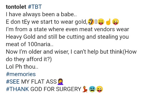“See my flat ass, thank God for surgery”- Tonto Dikeh writes as she shares throwback photo of herself 1