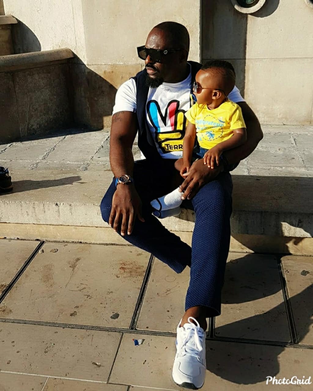 Actor, Jim Iyke visits the Eiffel Tower with his son, Harvis