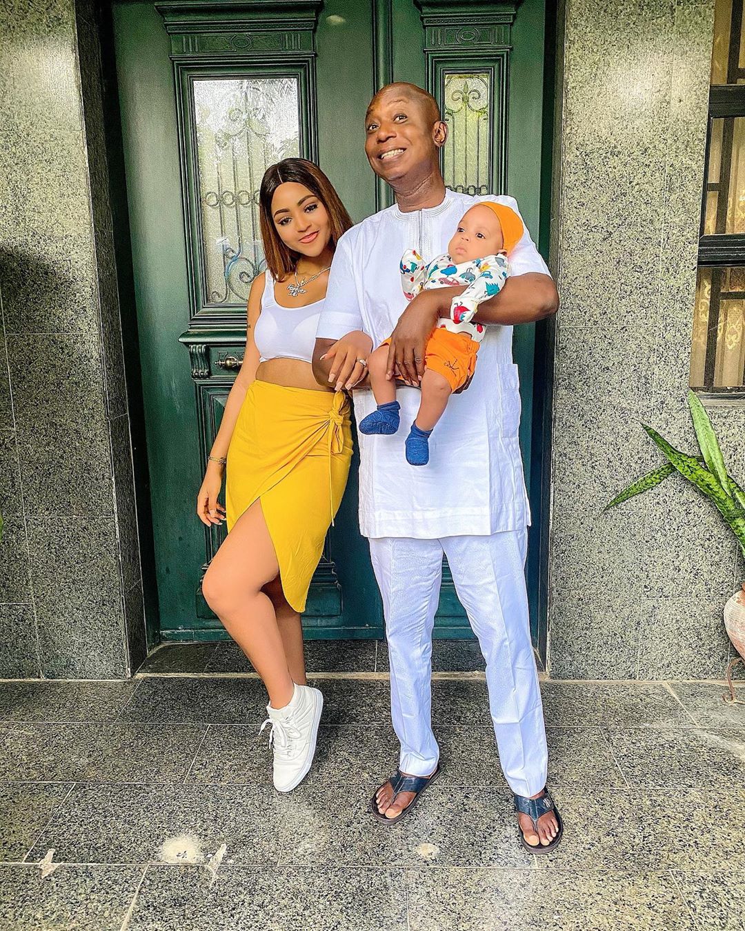 Lovely new photos of actress, Regina Daniels with her hubby and their son, Munir