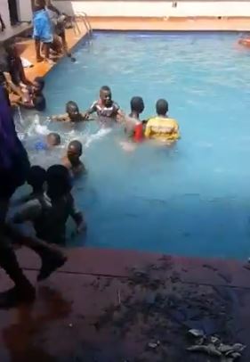 children swimming