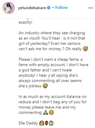 Yetunde Bakare reveals