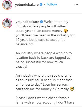 Yetunde Bakare reveals