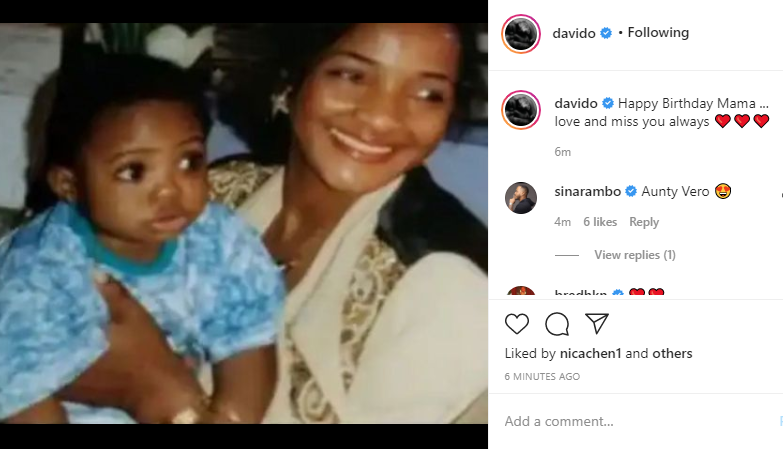 Davido celebrates mum