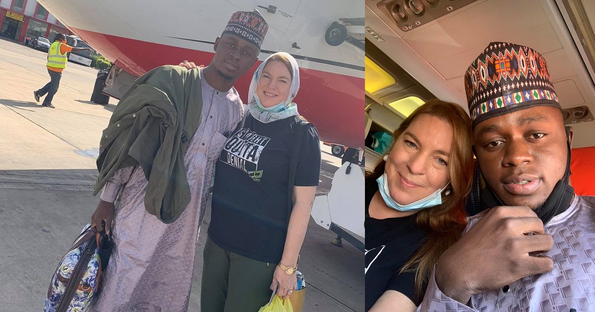 26-year-old Nigerian Man and his 46-year-old American Wife, depart Nigeria for the US (Photos)