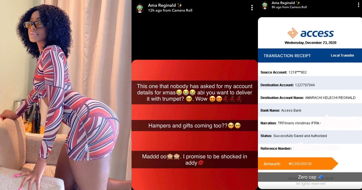 Nigerian lady allegedly receives N2million as Christmas gift from ‘Santa’ (Screenshots)
