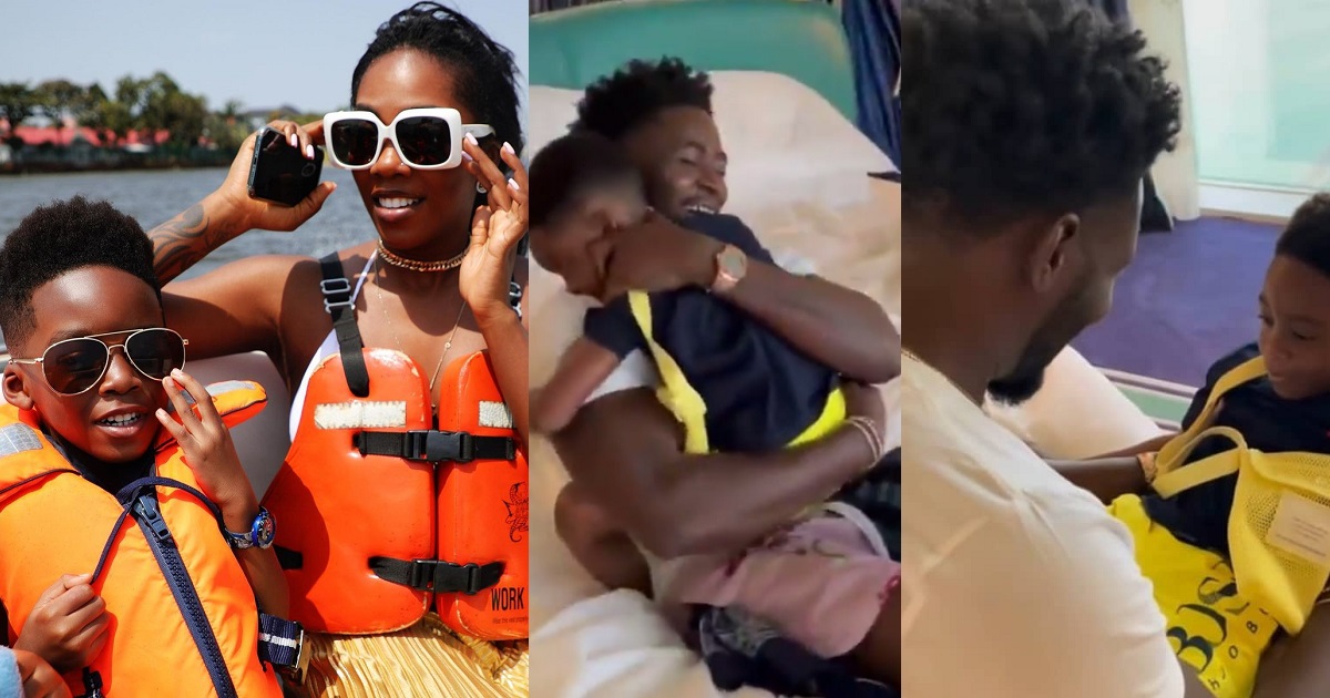 Moment Tiwa Savage’s ex-husband, Teebillz surprised their son, Jamil, in Dubai (Video)