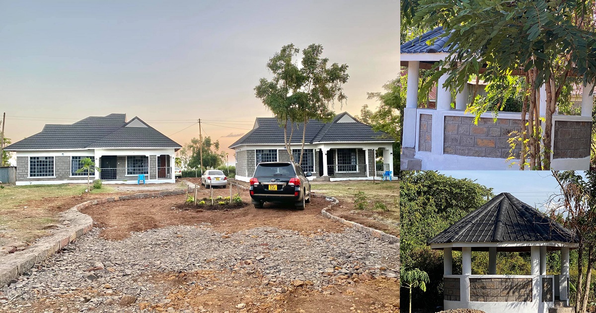 “Polygamy is good when you can treat them fair and equal” – Reactions as man builds identical houses in same compound for his two wives