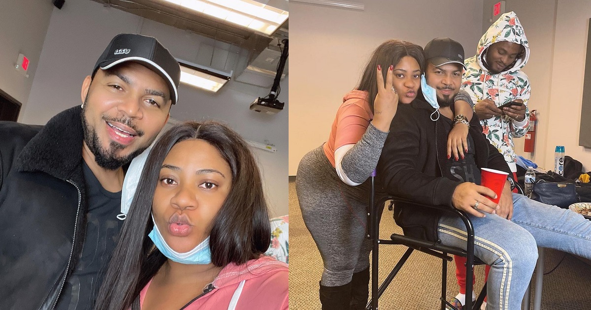 ”He is a whole mood” – Actress Nkechi Blessing gushes over Ramsey Nouah on movie set in America