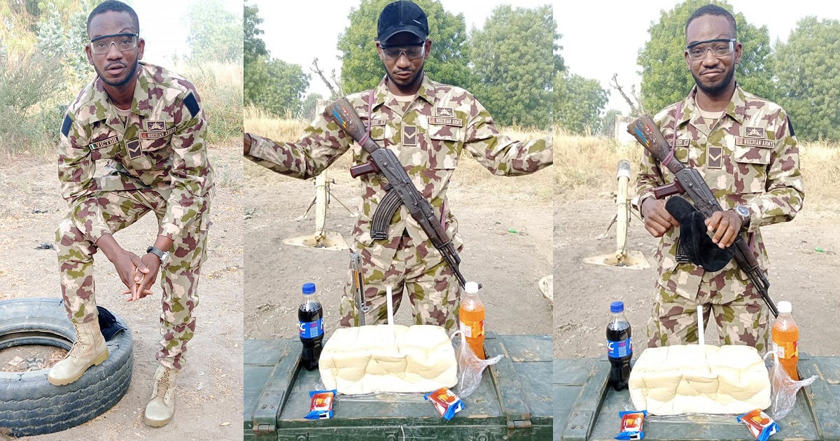 Soldier Serving In Borno State Celebrates His Birthday In A Spacial Way (Photos)