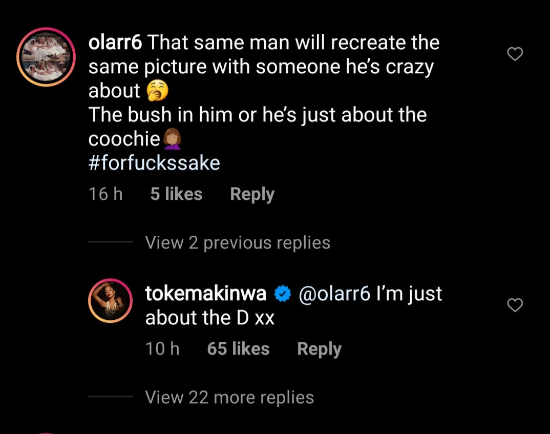 Toke Makinwa replies