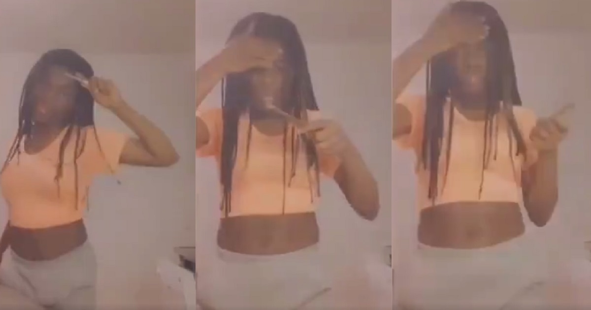 Lady mistakenly cuts her head while doing Naira Marley’s #Koleyewonchallenge (Video)
