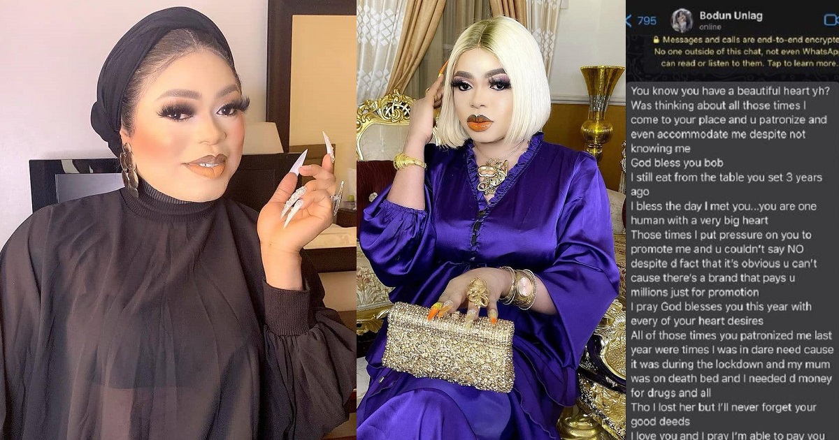 “I still eat from the table you set for me 3 years ago” – One time beneficiary praises Bobrisky