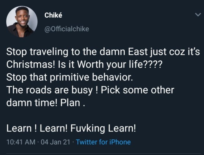Chike travelling