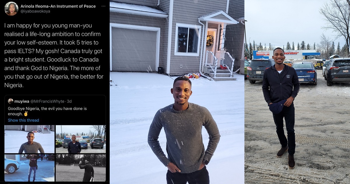 ”You realised a life-long ambition to confirm your low self-esteem” – Woman lambastes young Nigerian Man for celebrating his emigration to Canada