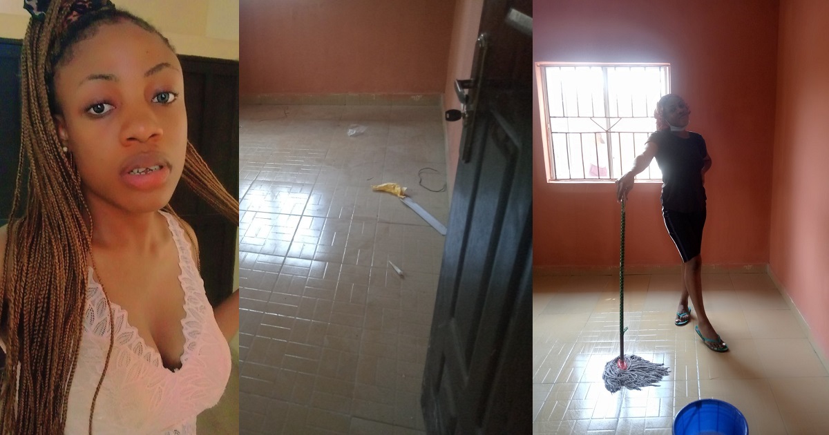Pretty Nigerian lady who works as a cleaner proudly shows off her work. (Photos)