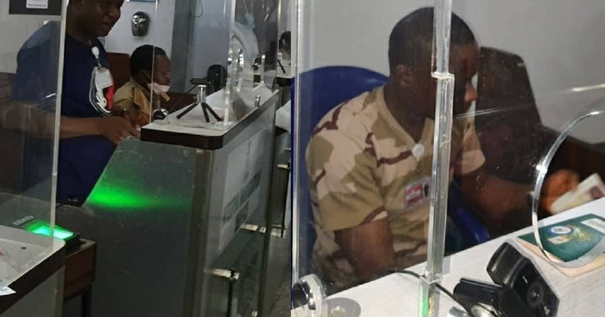 Nigerian lady shares her encounter with immigration officials who were processing passports without face masks and gloves (Photos)