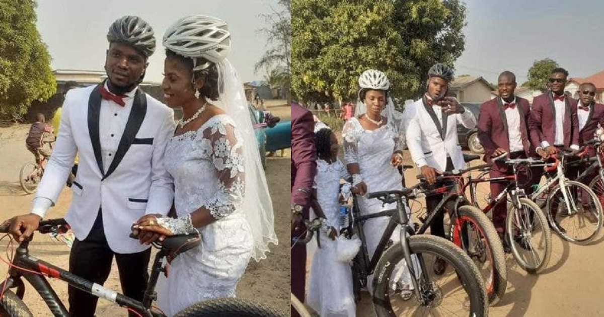 Couple holds wedding riding on bicycles in Sierra Leone (Video)