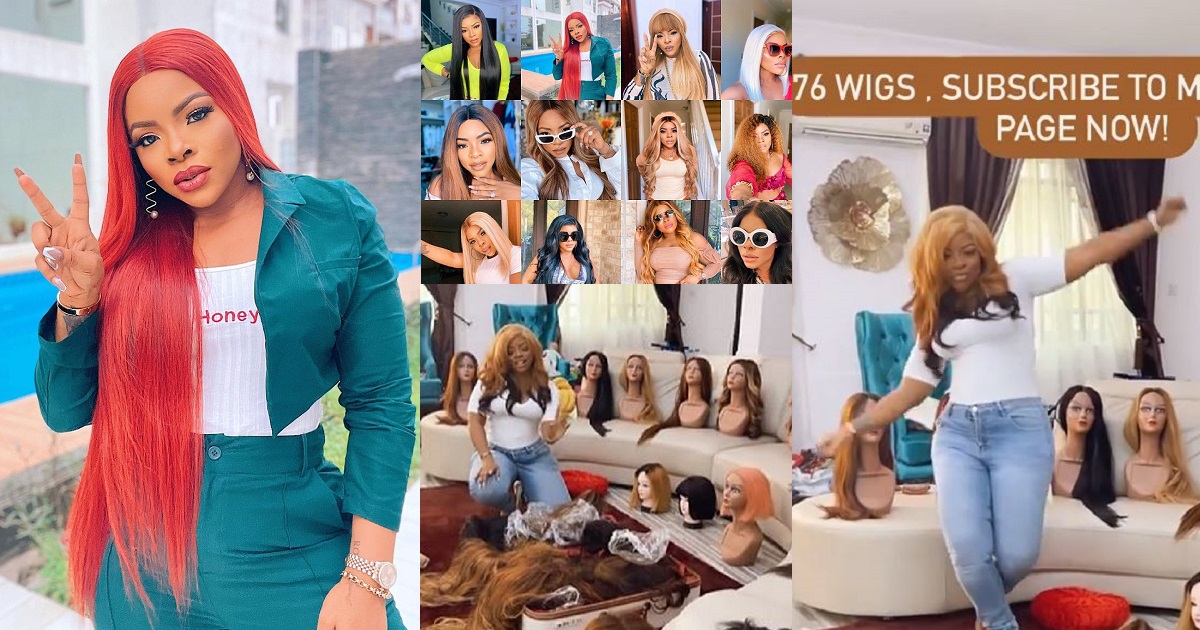 Laura Ikeji Brags As She Flaunts Over 76 Expensive Wigs (Video)