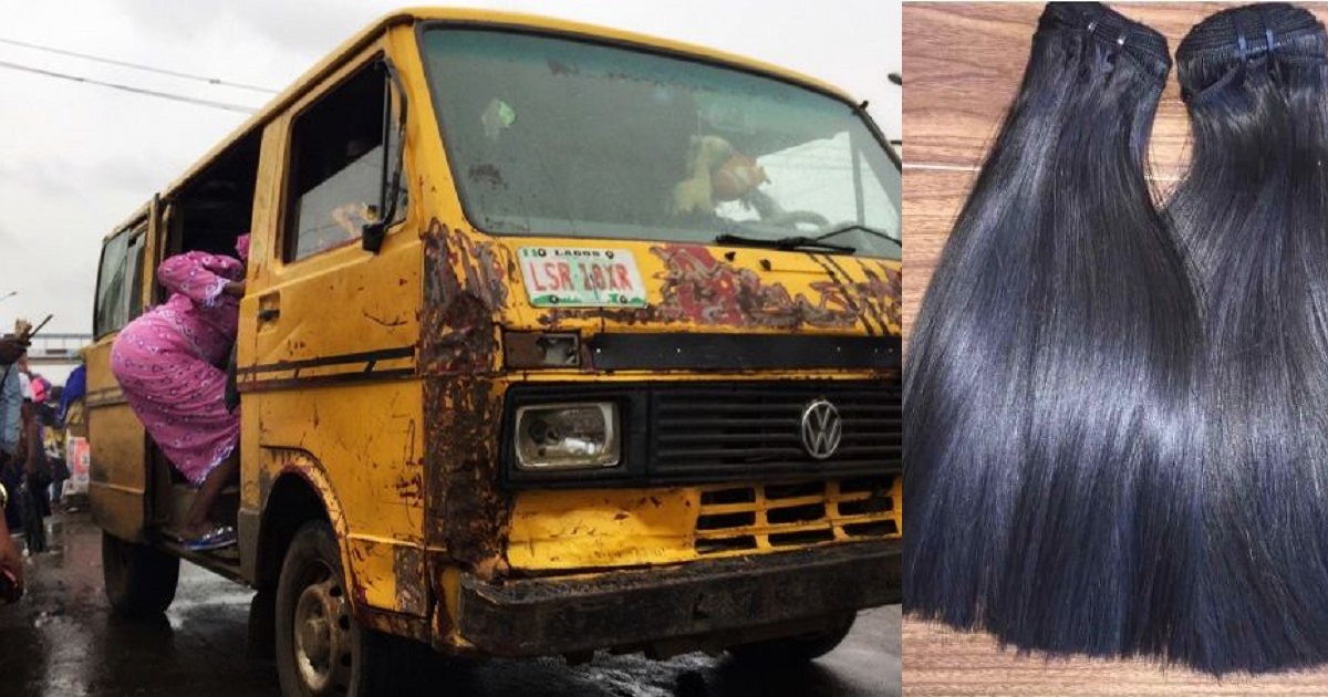 “Wahala be like bone straight” Robbers steal Nigerian lady’s wig inside a bus cause she didn’t have any other valuables