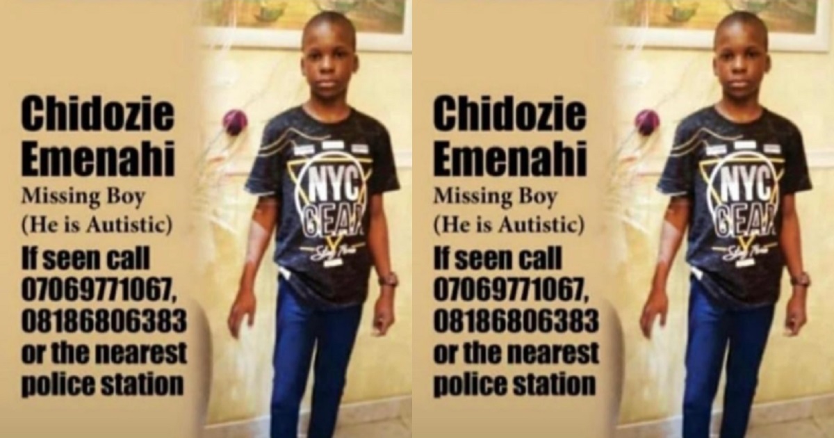 10-year-old autistic boy declared missing in Lagos