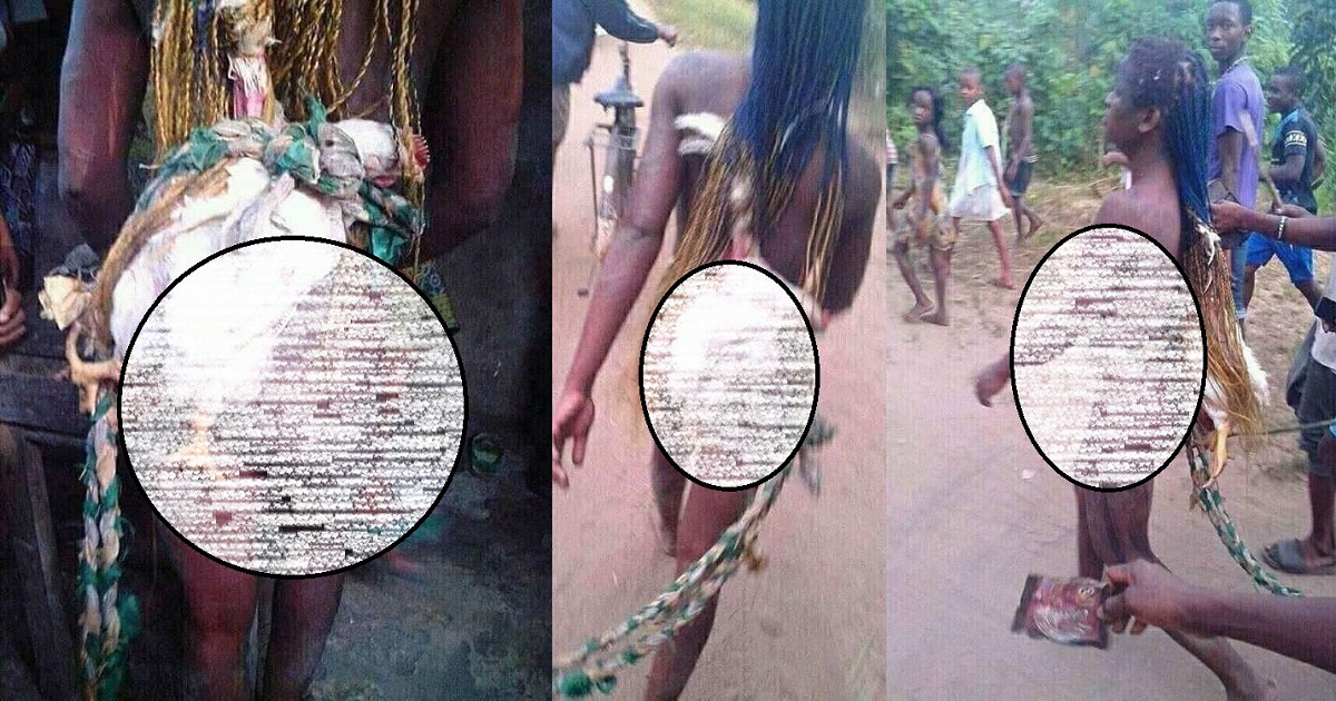 Lady stripped and paraded in the village for allegedly stealing a fowl in Akwa Ibom (Photos)