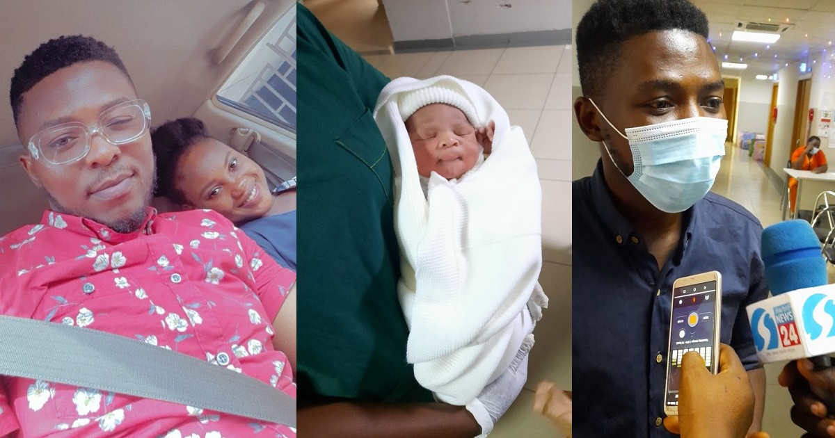 Man celebrates as his wife gives birth to Nigeria’s first baby of the year in Lagos (Photos)