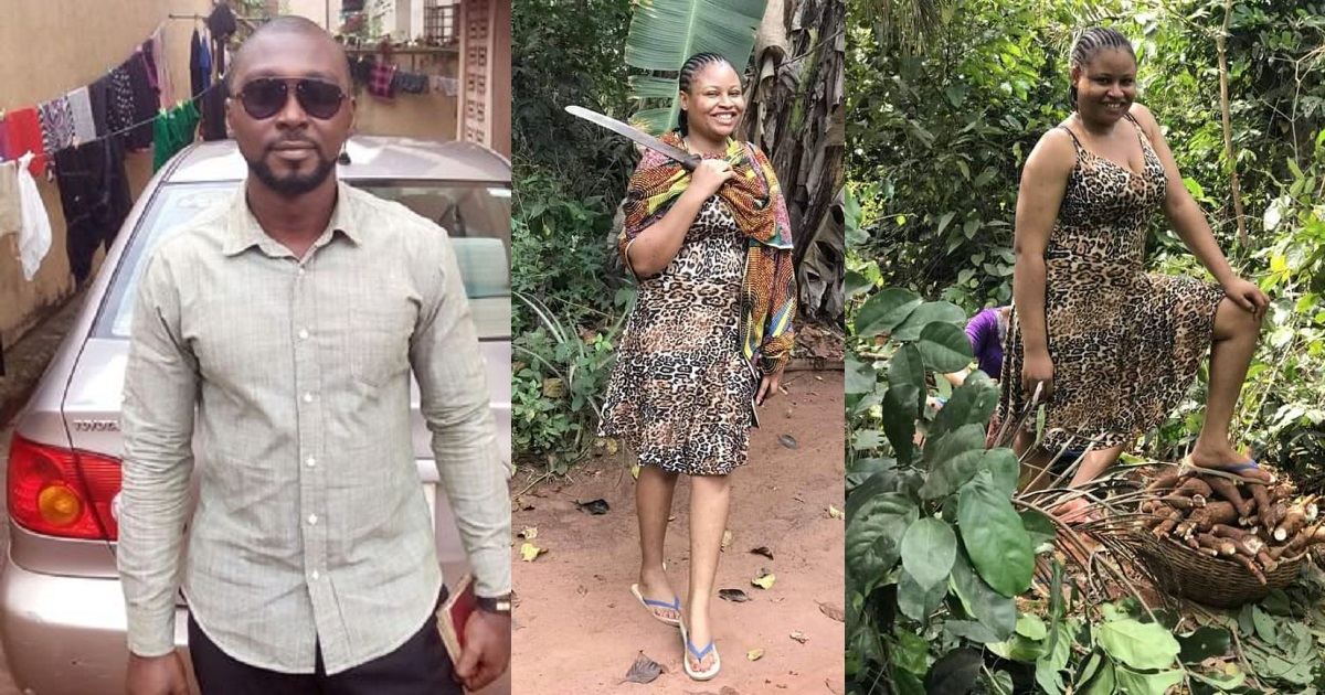 “See my beautiful bride going to farm, wife material” – Man appreciates his woman as she goes farming (photos)