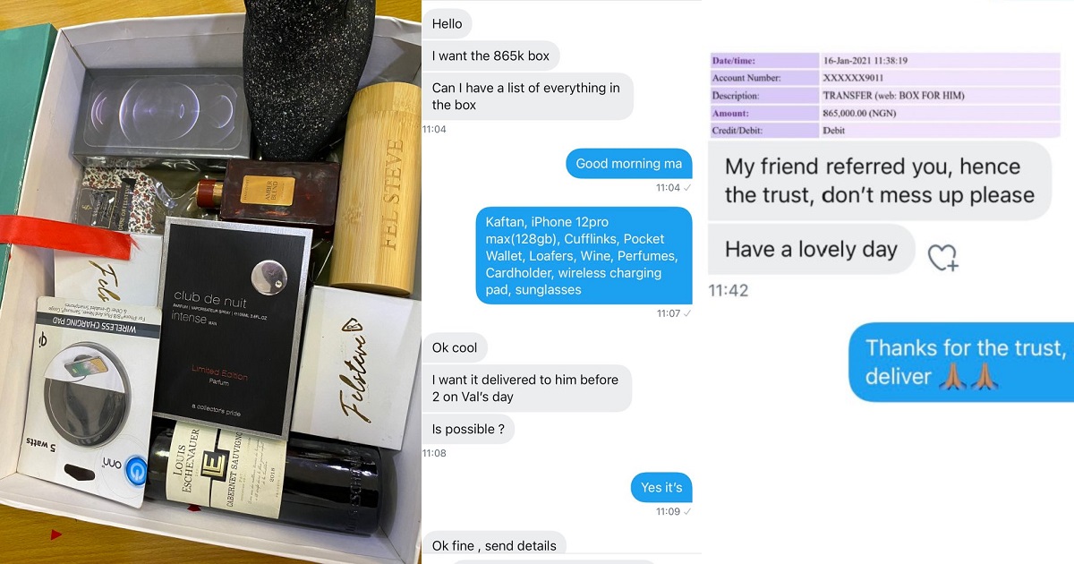 Lady buys gift box containing iPhone 12 Pro Max, other items worth N865k for her man ahead of Valentine’s Day