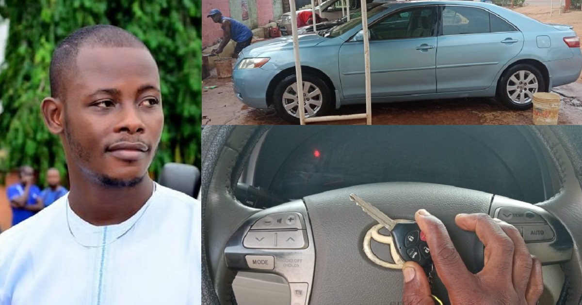 ”I decided I won’t use legedis benz or Keke again” – Man celebrates as he buys his first car (Photos)