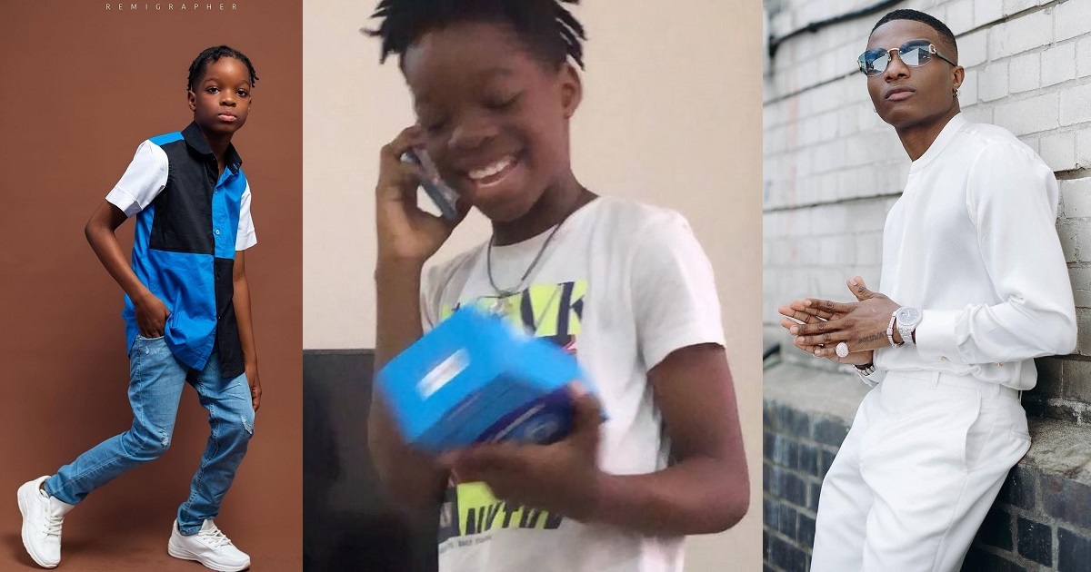 “Dad you’re the best” – Boluwatife shows off new smartphone his dad, Wizkid, gifted him (Video)