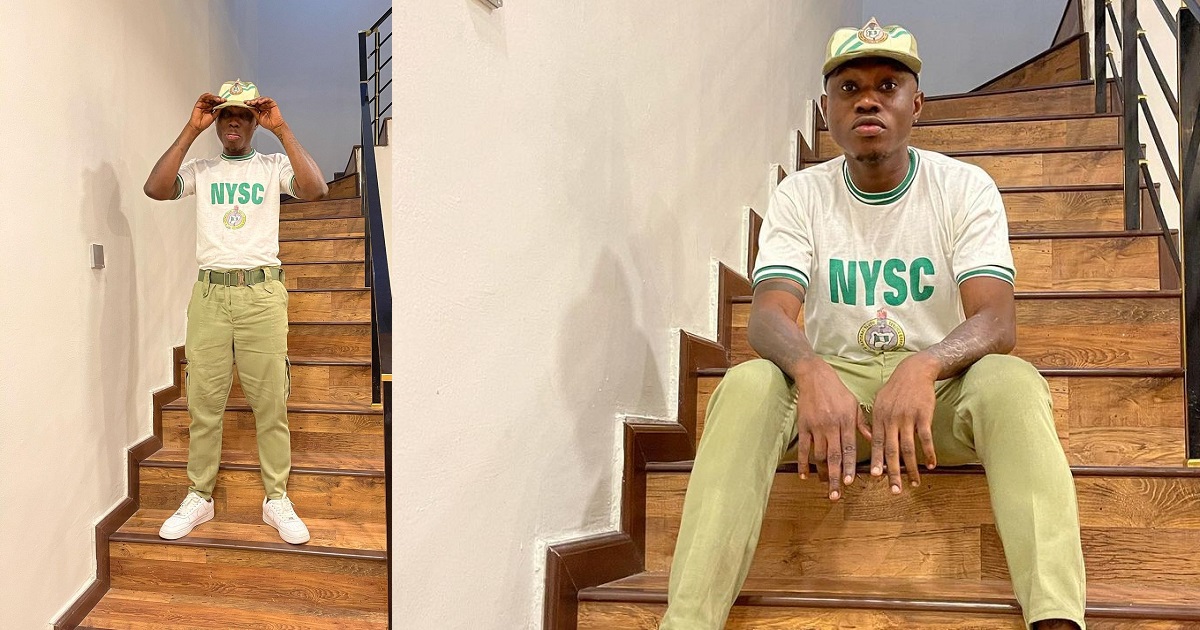 ”Lori Iro” – Nigerians react after Zlatan Ibile shared photos of himself clad in NYSC Uniform.