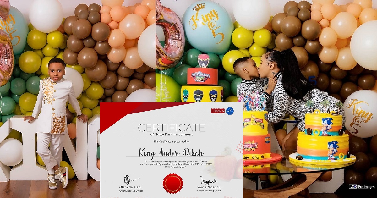 Tonto Dikeh’s son, King Andre gets 2 acres of cashew plantation as birthday gift