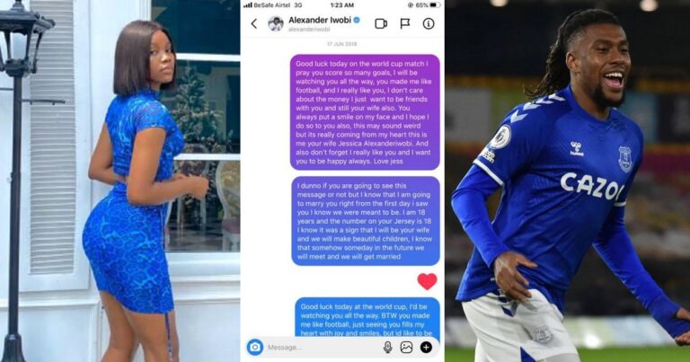 “I’m going to marry you someday” – Nigerian lady shoots shots at Alex Iwobi