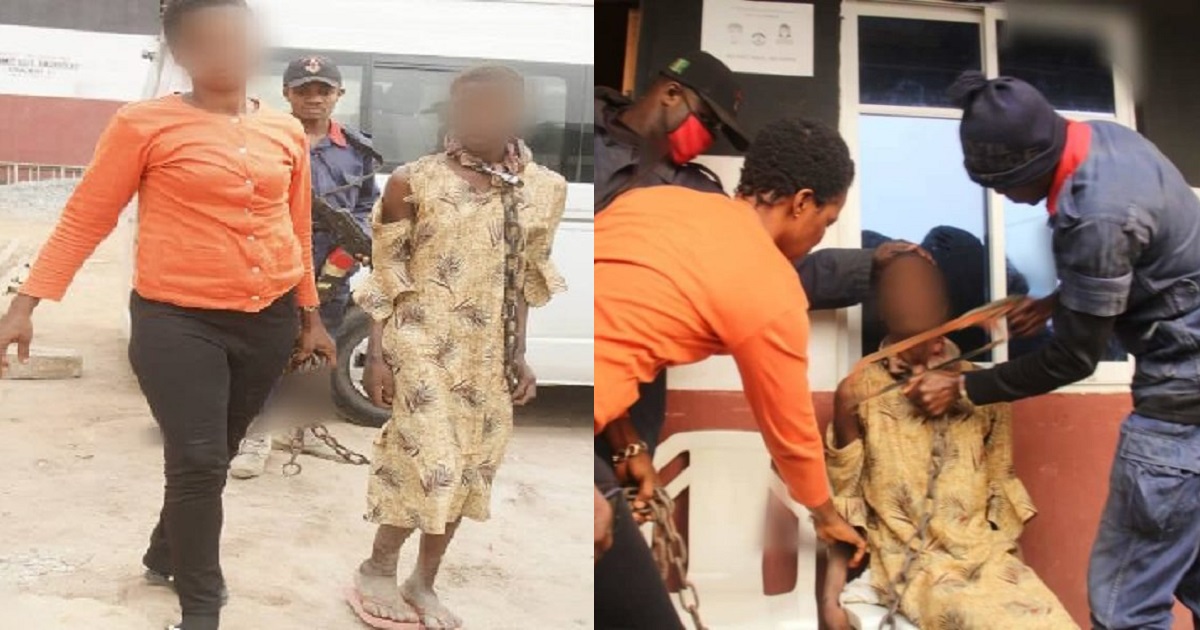 Woman arrested for chaining her mentally challenged daughter in Abia (photo)