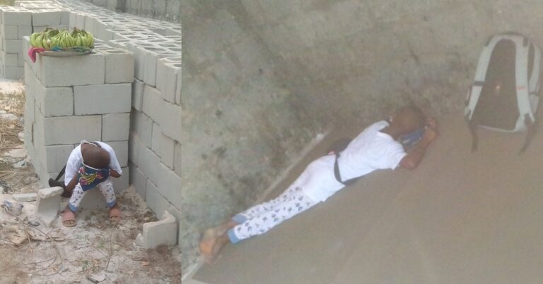 Nigerian Architect shares his heartbreaking encounter with a child hawker who slept off at his site.