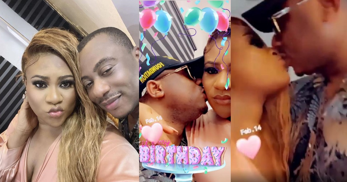 Actress Nkechi Blessing and her new man in PDA session at her birthday party (video)