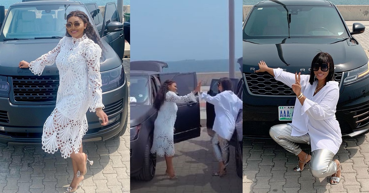 Mercy Aigbe and friend flaunt their Range Rover, calls it RR Geng (Video)