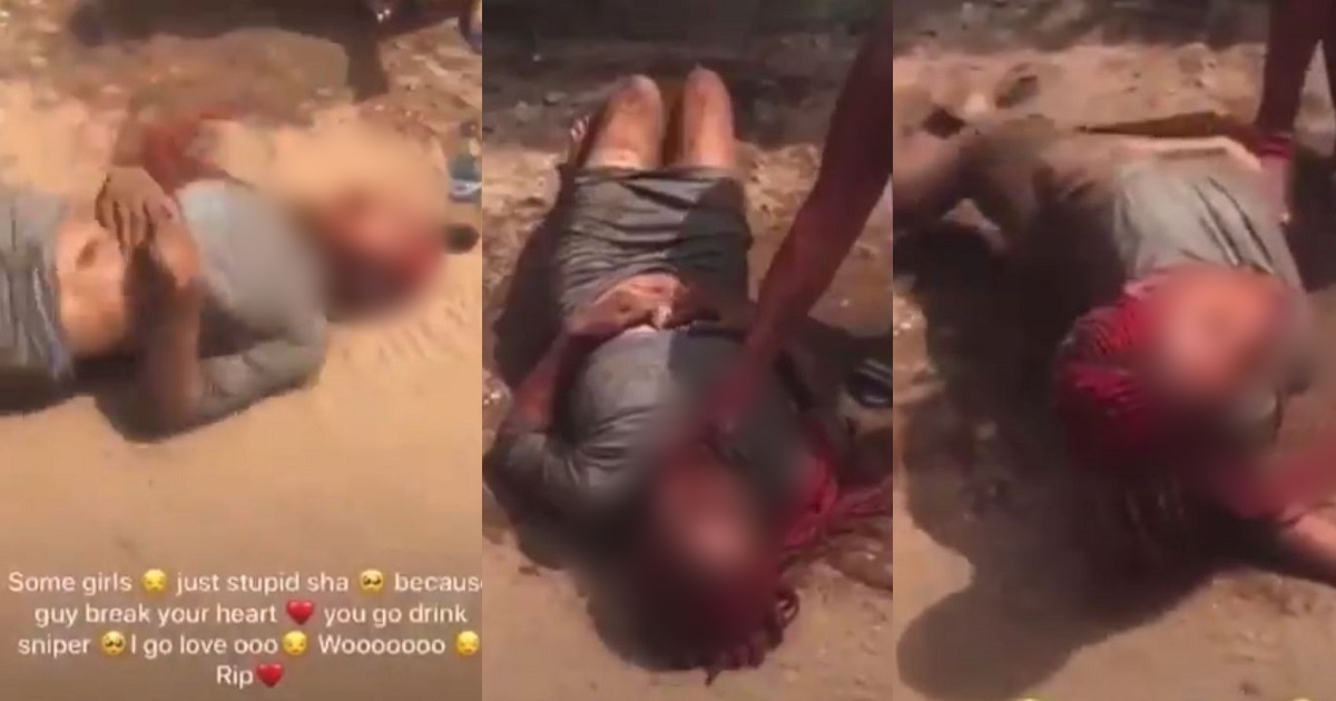 Lady commits suicide after she caught her boyfriend cheating on her (Graphic video)
