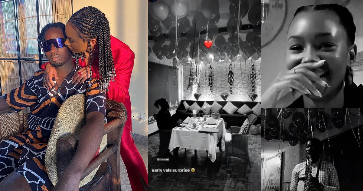 Singer Mr Eazi treats his girlfriend, Temi Otedola, to an early Valentine surprise