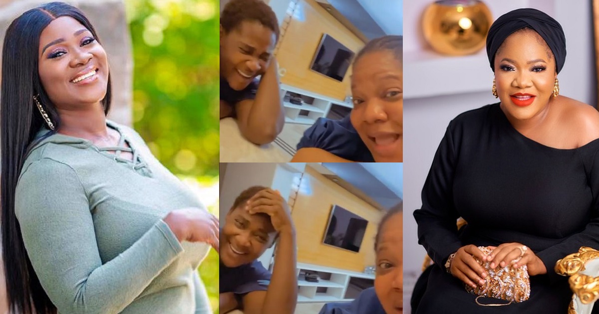 Fans fall in love as they listen to Mercy Johnson speak Yoruba fluently with colleague, Toyin Abraham (WATCH)
