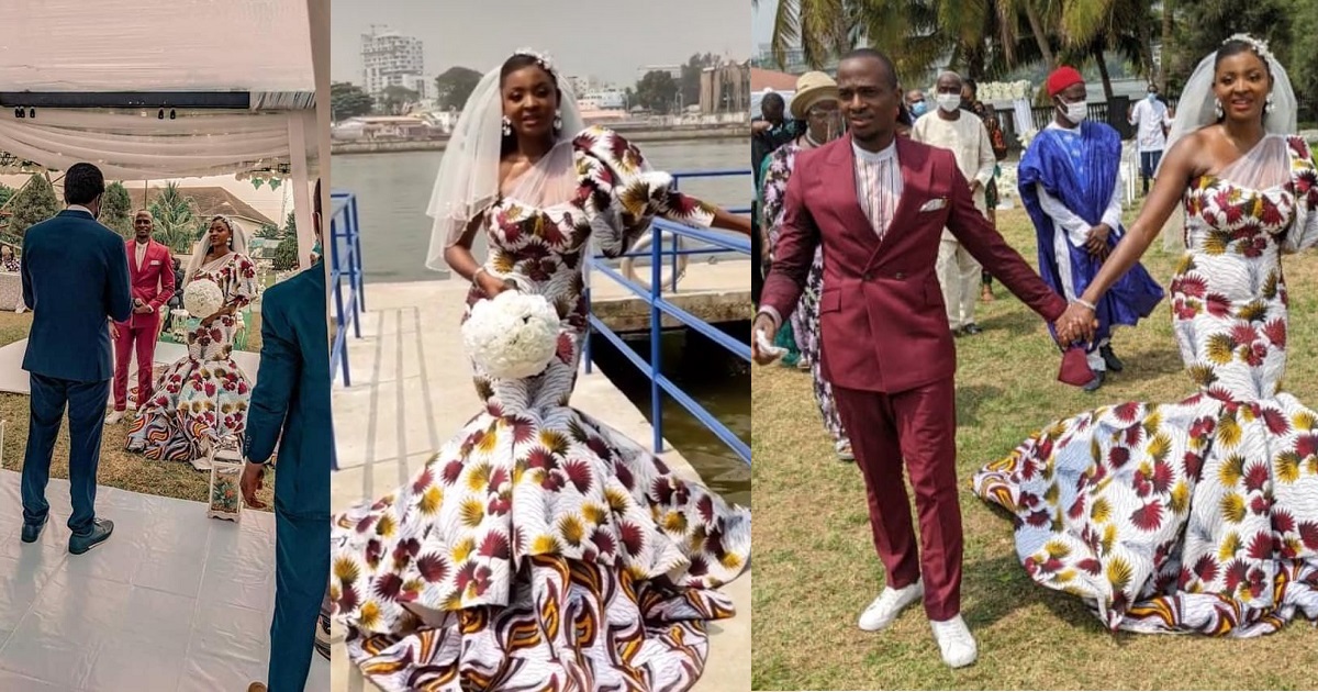 Nigerian bride goes viral after wearing Ankara dress to her white wedding