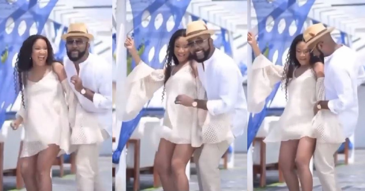 Adorable moment Banky W and Adesua vibe to a song during maternity shoot (Video)