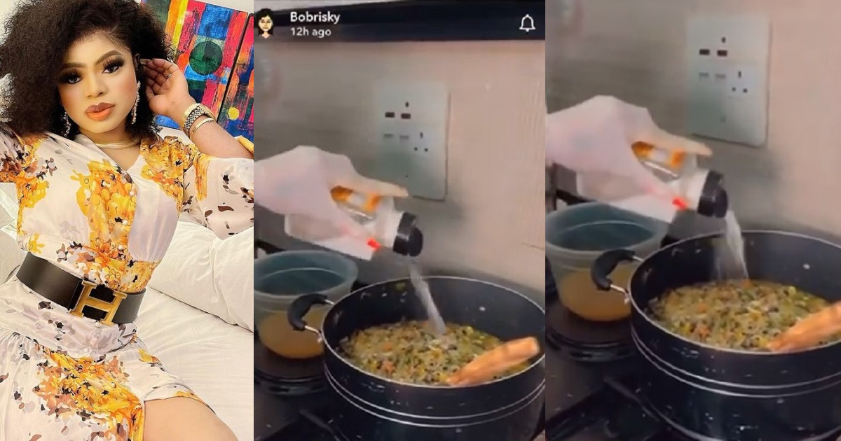 “If this one na little salt, how normal quantity go come be?” – Nigerians react to viral video of Bobrisky adding ‘little salt’ to food (Video)