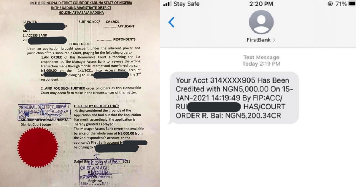 Man drags lady to court to retrieve the N5k he sent to her after she failed to show up at his home in Kaduna
