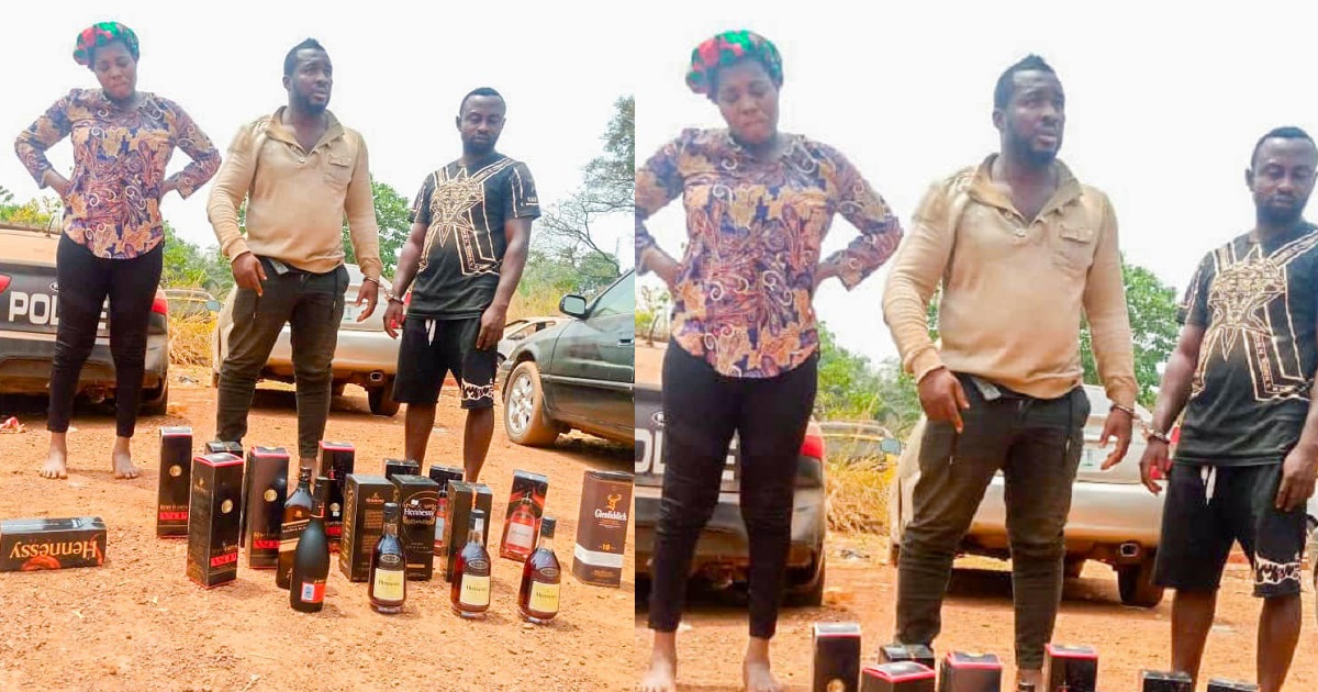 Couple arrested in Enugu for stealing beverages at supermarkets by swapping them with fake and adulterated ones