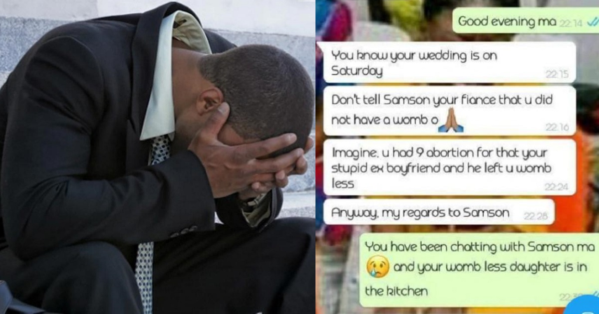 Groom-to-be discovers his fiancée is “womb-less after several abortions for her ex” days to their wedding