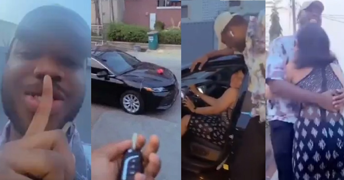 Nigerian man surprises his girlfriend with brand new car, says she would no longer need to take the bus (Video)