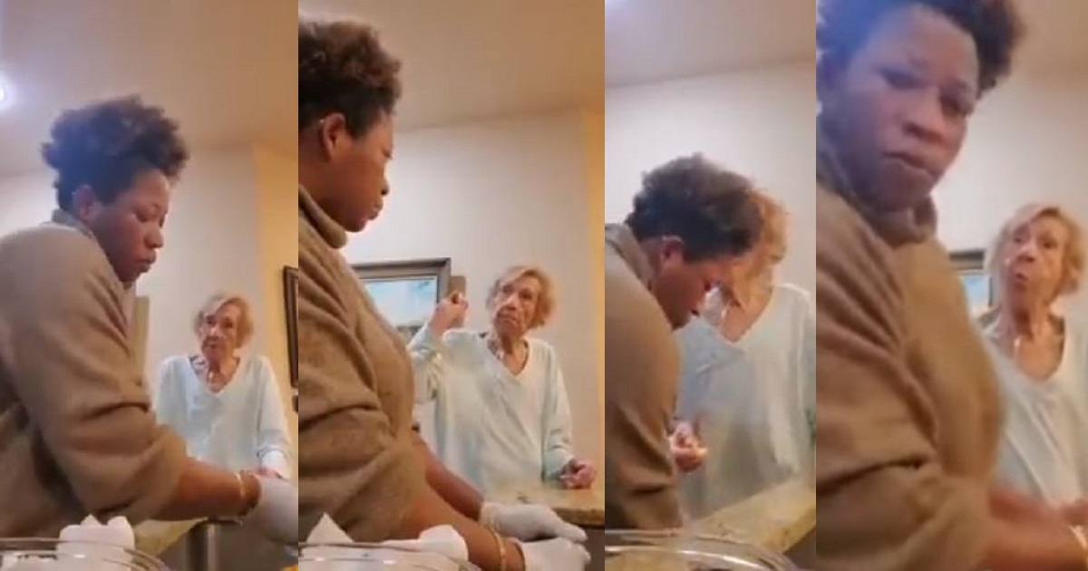 Elderly white woman spitting on Black caregiver goes viral (video)